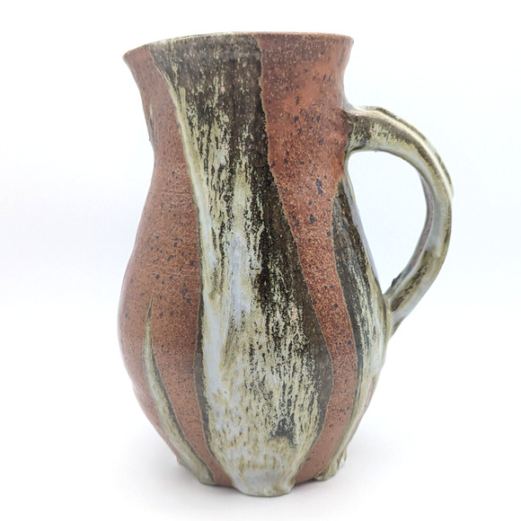 Mid Century Studio Pottery Pitcher with Heavy Glaze Signed JoJo - Picture 2 of 14